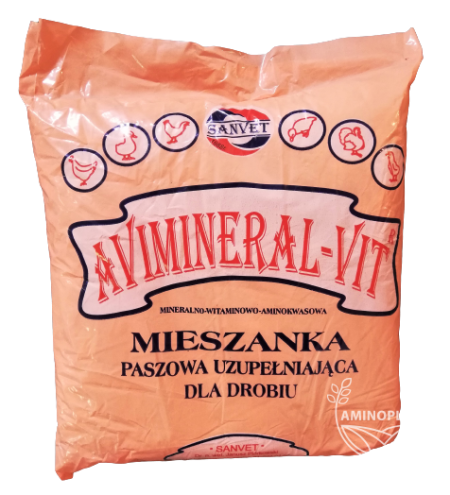 SANVET Avimineral-Vit 2kg ekonomiczna mieszanka paszowa uzupełniająca w witaminy i minerały dla drobiu – materiał paszowy